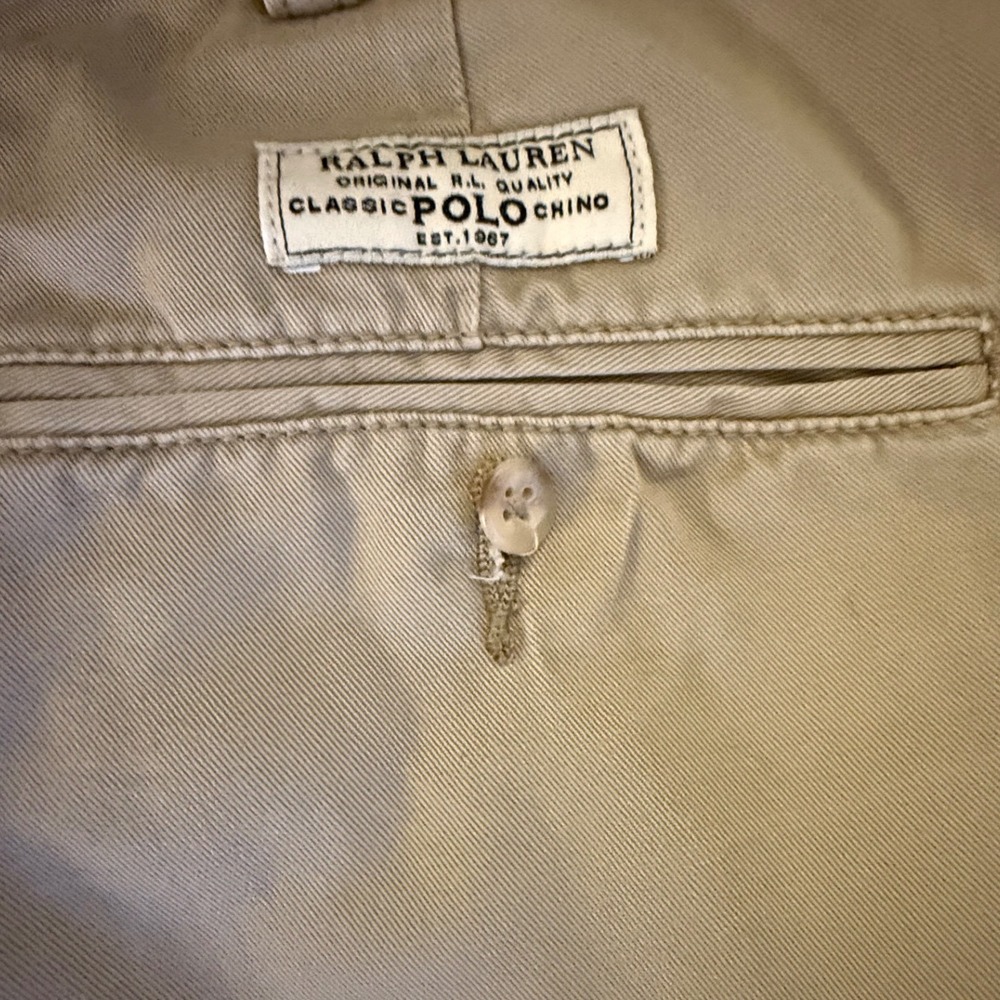 Y2K vintage 2000s Polo Ralph Lauren Tyler Shorts Classic Polo Chino KhakiSize 40 - Picture 5 of 6